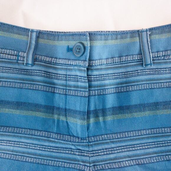 LOFT Striped Blue Green White Mini Shorts Womens Size 2 - Picture 2 of 12